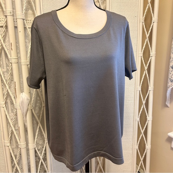 Jones New York Sweater Grey Silk Blend Pullover Short Sleeves Soft Plus size 2X - Picture 3 of 14